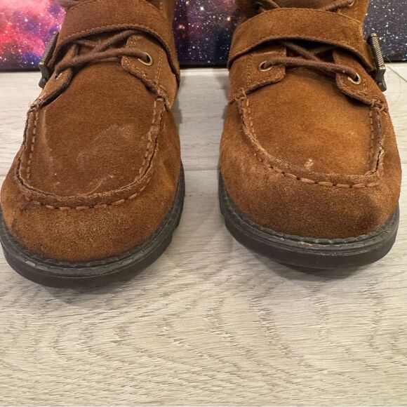 POLO Ralph Lauren Boots RANGER HI Combat Youth Sz 7 Brown Leather Moc Toe /40 EU - Picture 3 of 11